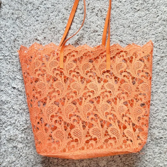 NWT PVC LV orange colour lace tote bag, great for swimming class - Picture 3 of 8